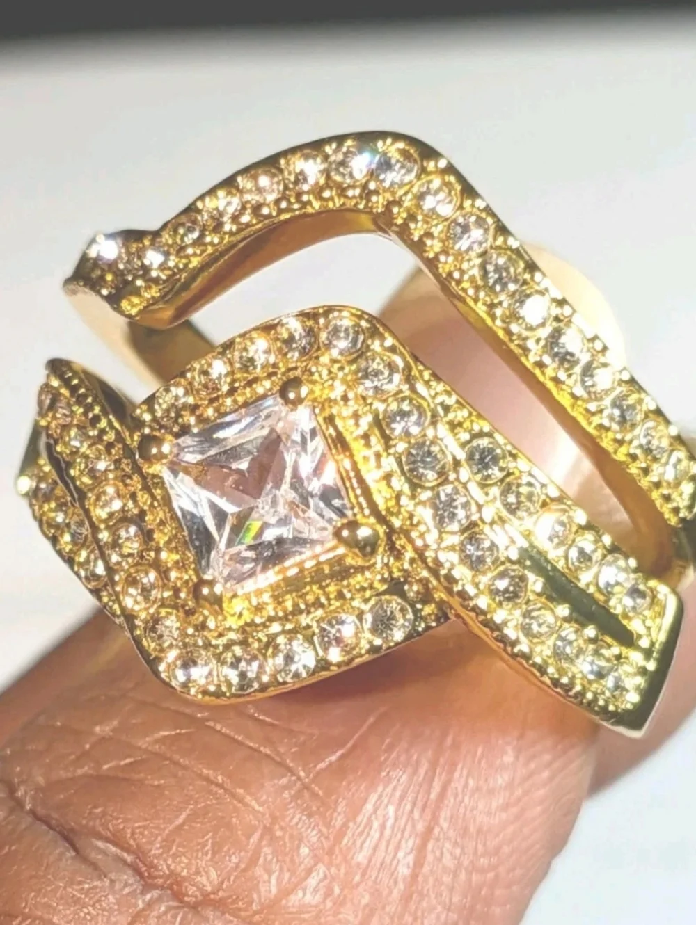 3Ct Lab-Created Diamond Engagement Bridal Ring Set 14K Yellow Gold Plated Sz 10